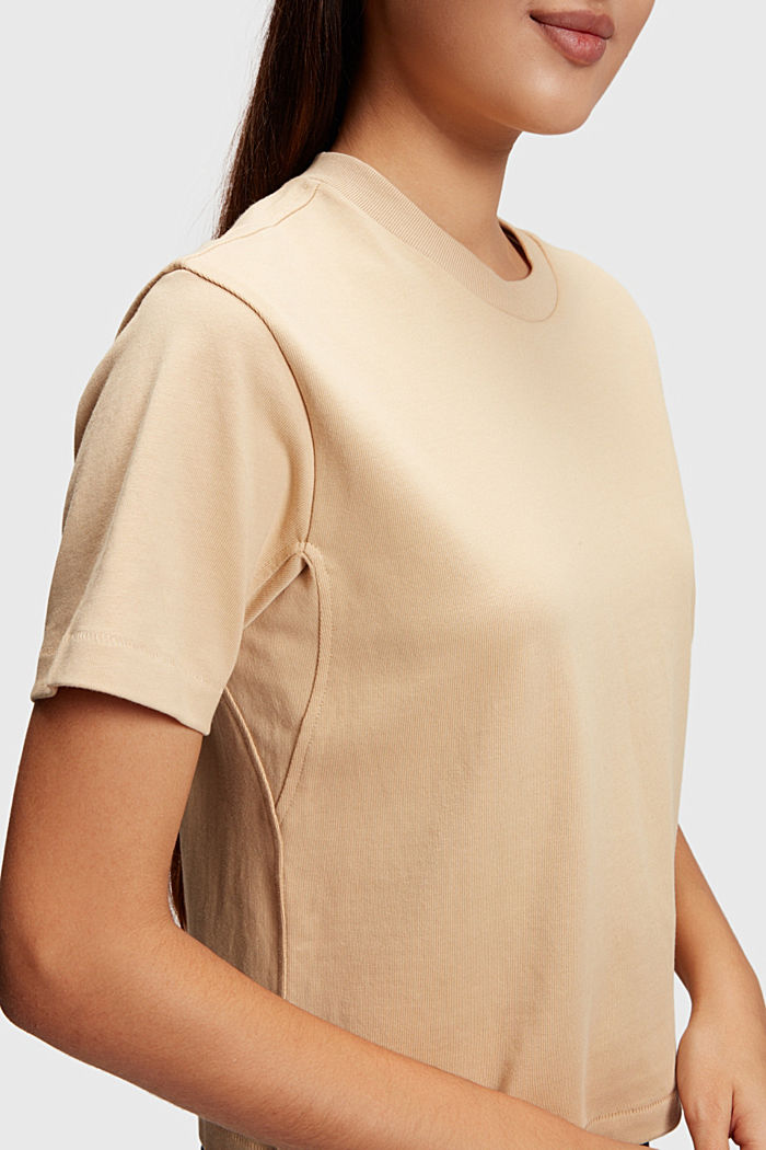 厚平織布方正版型T恤, 米色, detail-asia image number 2