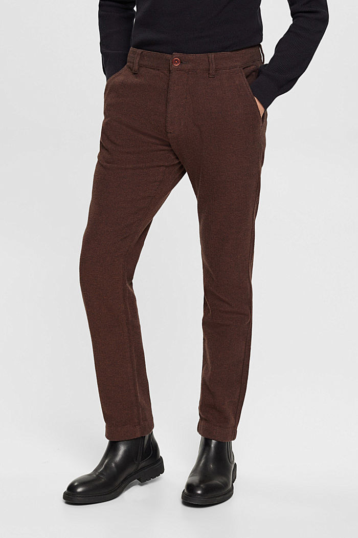 Slim fit herringbone trousers, DARK BROWN, detail-asia image number 0