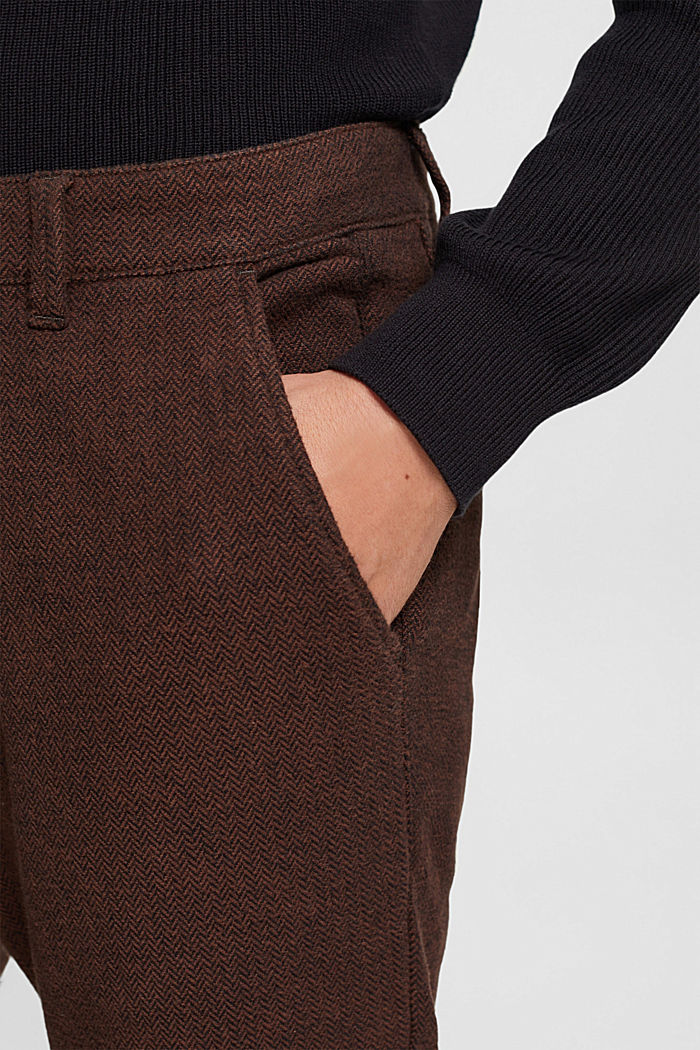 Slim fit herringbone trousers, DARK BROWN, detail-asia image number 2