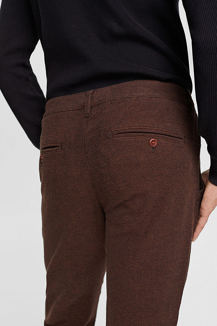 Slim fit herringbone trousers, DARK BROWN, detail-asia image number 4