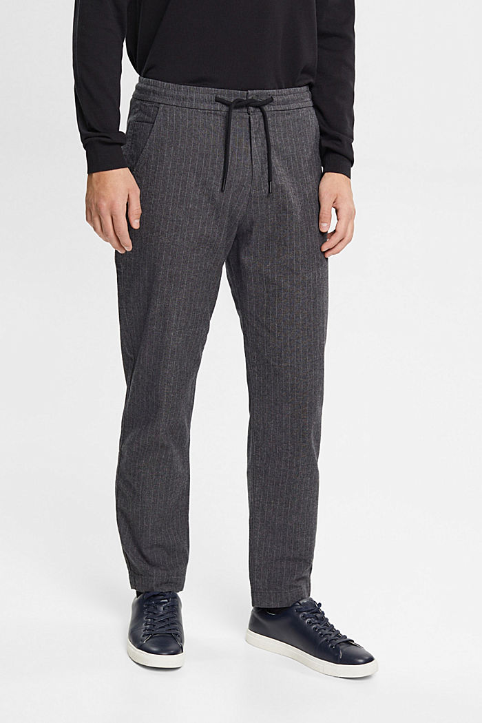 Pinstripe trousers with drawstring waistband, MEDIUM GREY, detail-asia image number 0