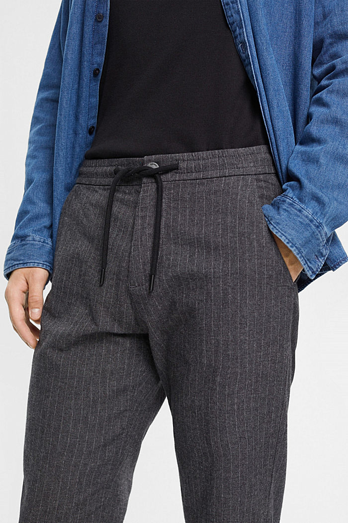 Pinstripe trousers with drawstring waistband, MEDIUM GREY, detail-asia image number 3