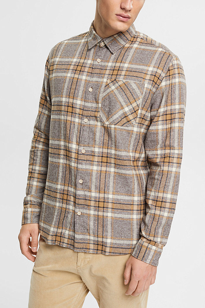 Checked flannel shirt, DARK BROWN, detail-asia image number 0