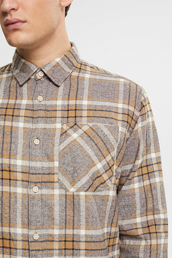 Checked flannel shirt, DARK BROWN, detail-asia image number 4