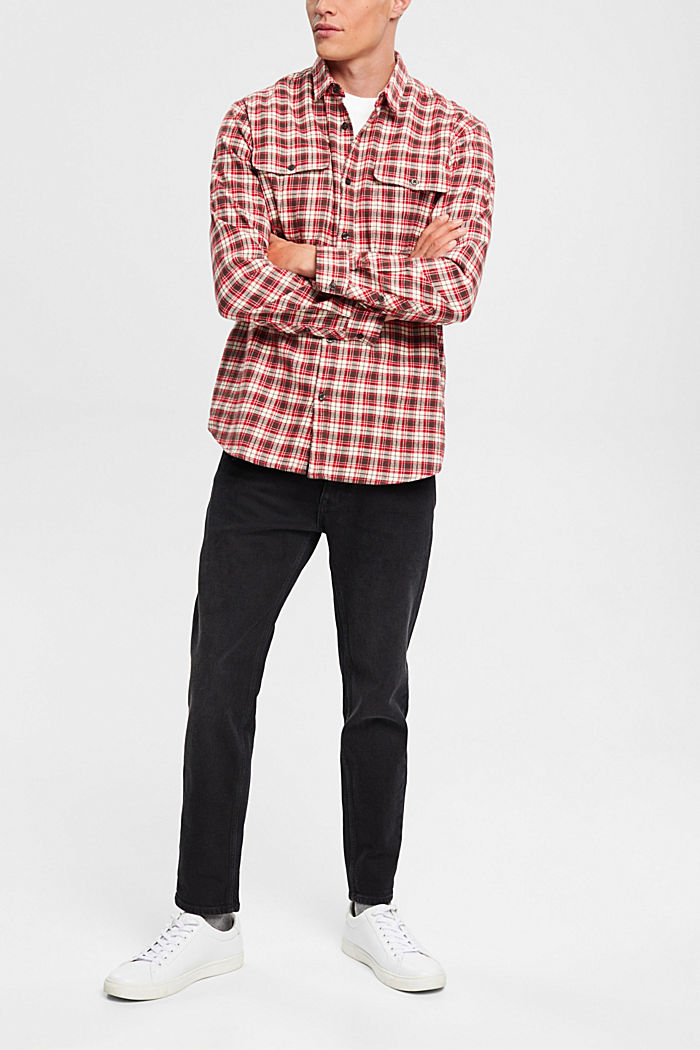 Checked flannel shirt, DARK RED, detail-asia image number 3