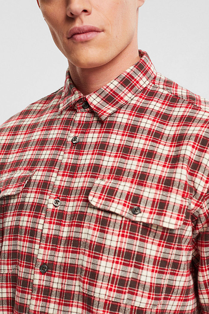 Checked flannel shirt, DARK RED, detail-asia image number 4