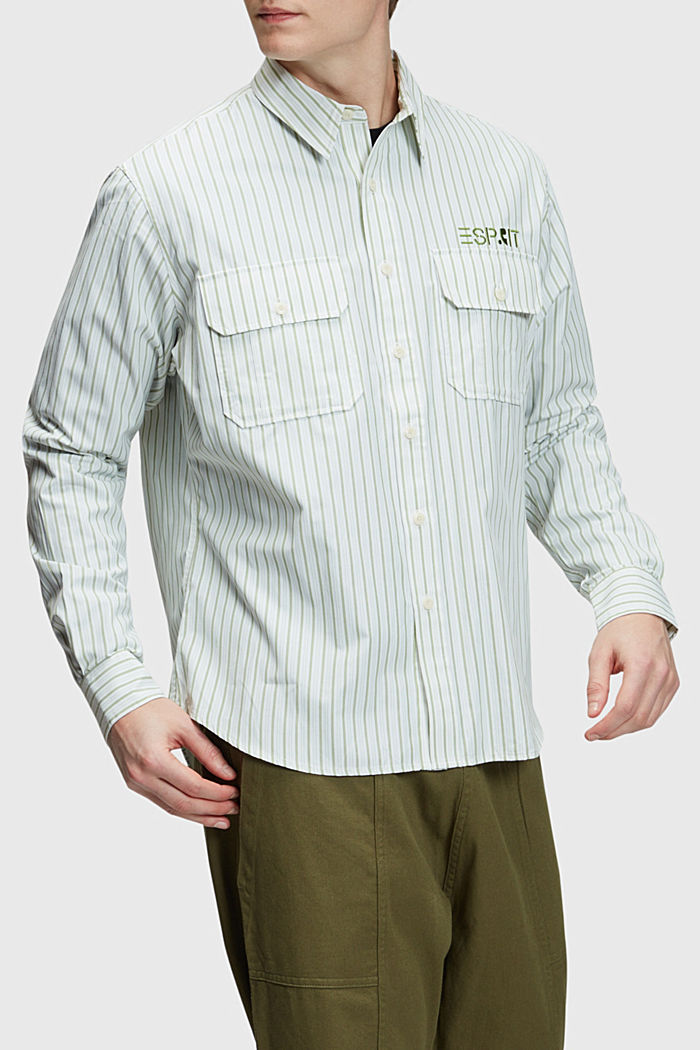 寬鬆版型條紋襯衫, 綠色, detail-asia image number 0