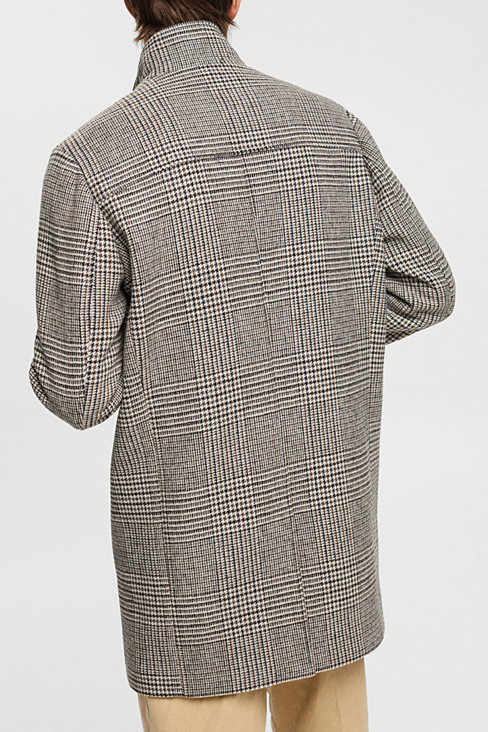 Glencheck wool blend coat, GREY, detail-asia image number 3