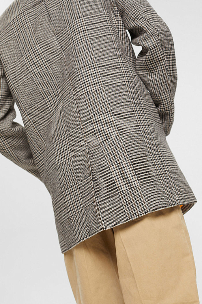 Glencheck wool blend coat, GREY, detail-asia image number 2