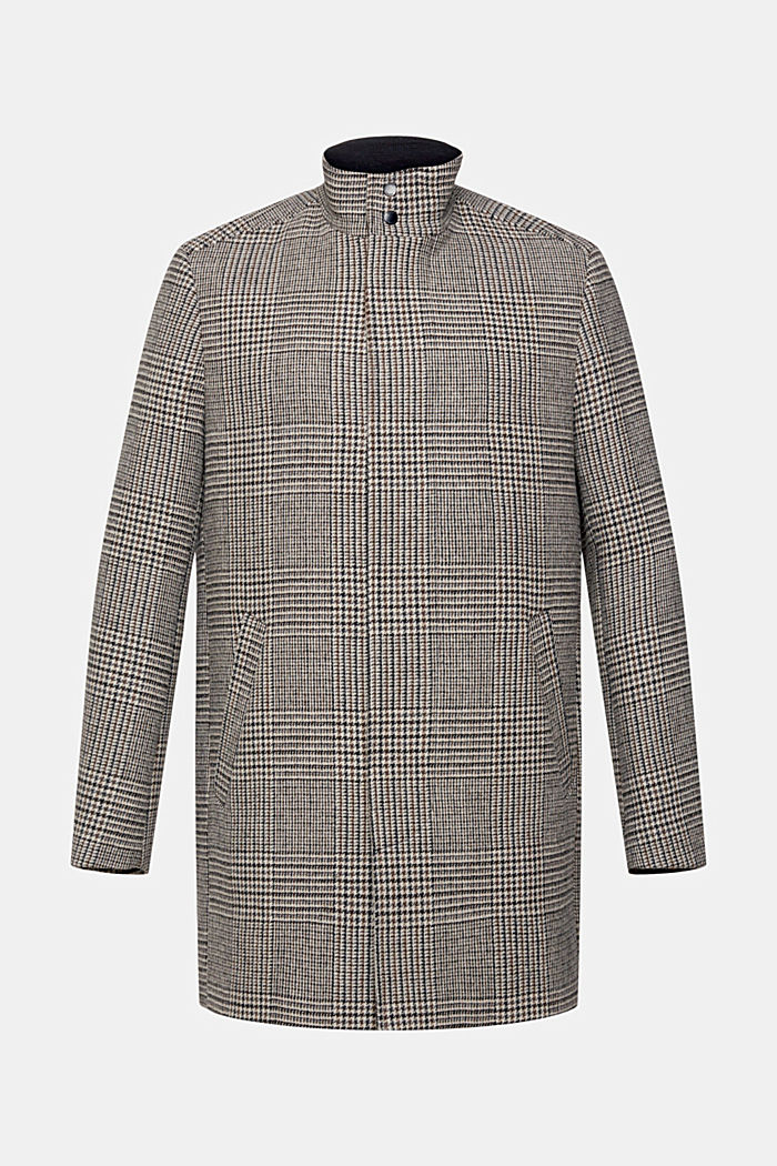 Glencheck wool blend coat, GREY, detail-asia image number 5