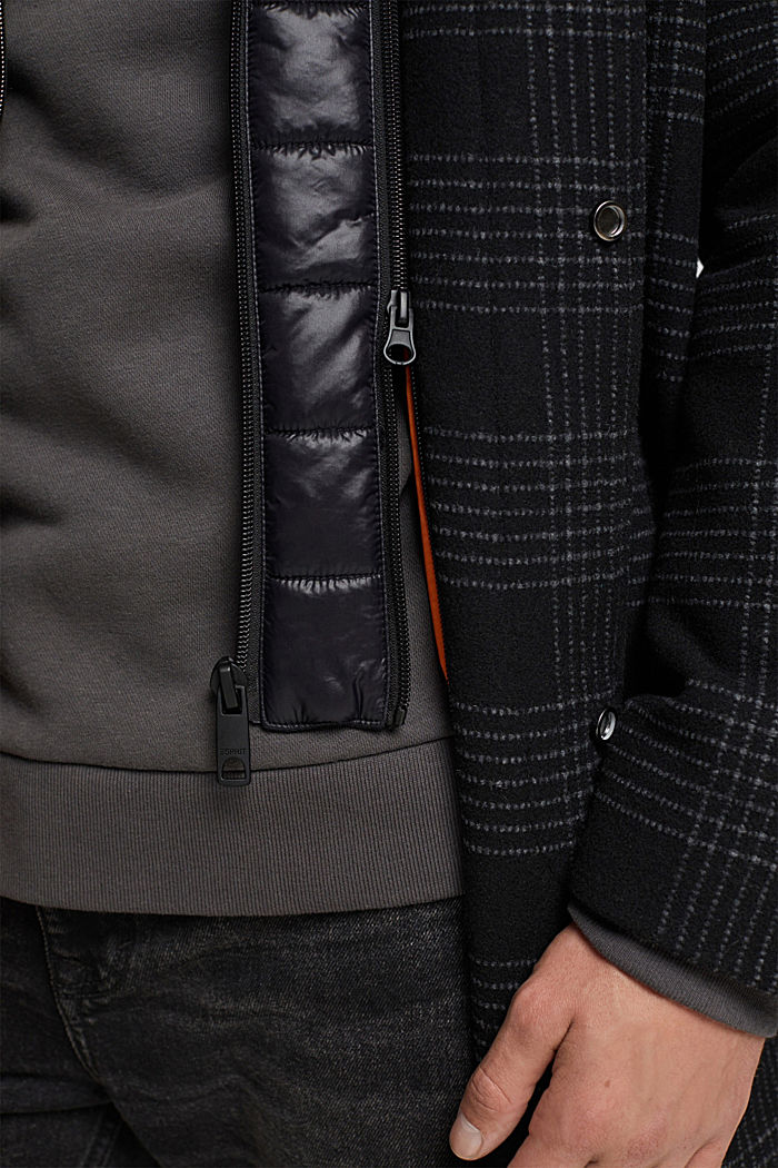 Padded wool blend coat with detachable lining, ANTHRACITE, detail-asia image number 2