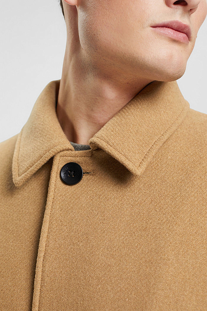 Wool blend coat with quilted lining, KHAKI BEIGE, detail-asia image number 4