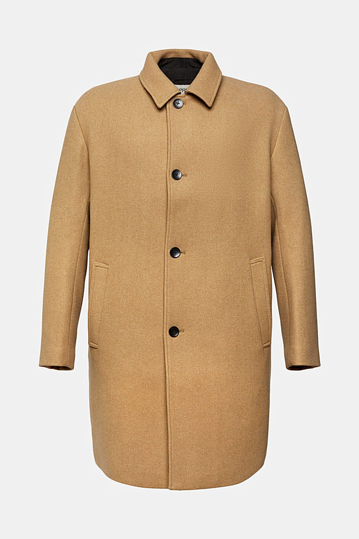 Wool blend coat with quilted lining, KHAKI BEIGE, detail-asia image number 6