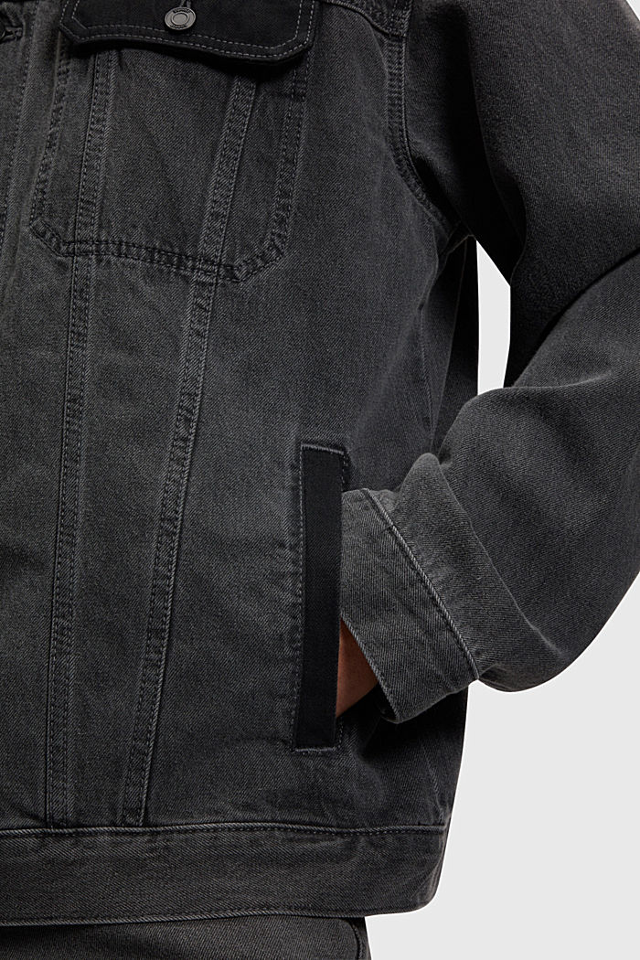 Oversized denim trucker jacket, BLACK DARK WASHED, detail-asia image number 3