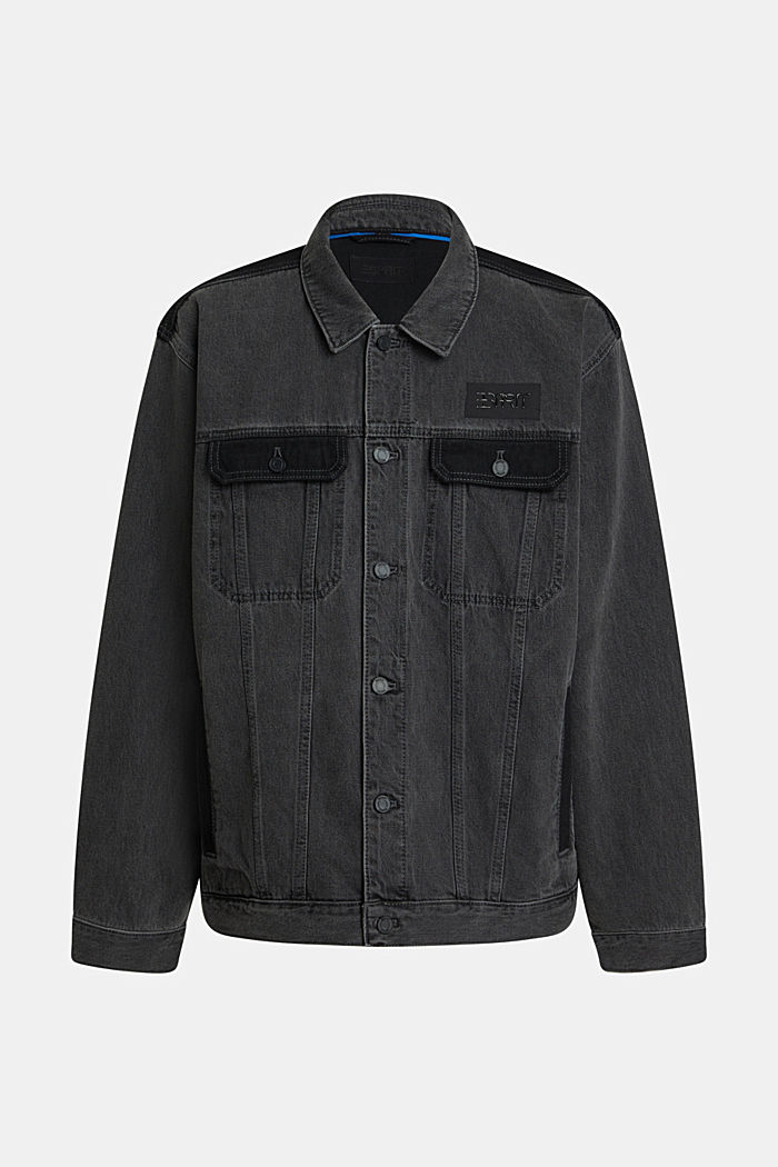 Oversized denim trucker jacket, BLACK DARK WASHED, detail-asia image number 4