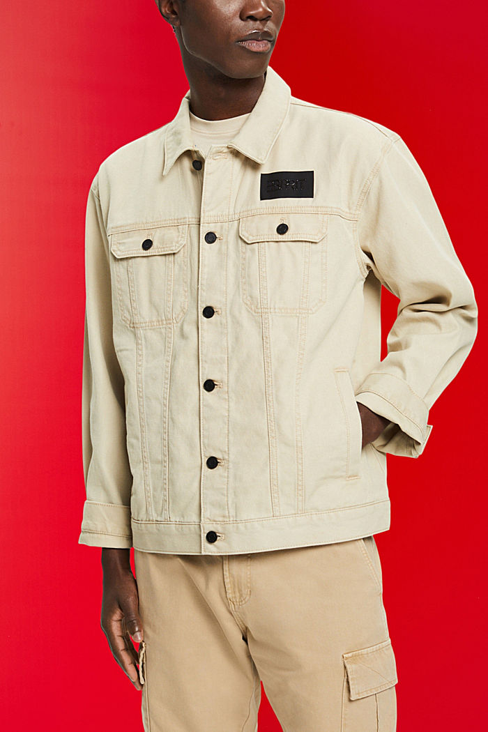 Oversized denim trucker jacket, SAND, detail-asia image number 0