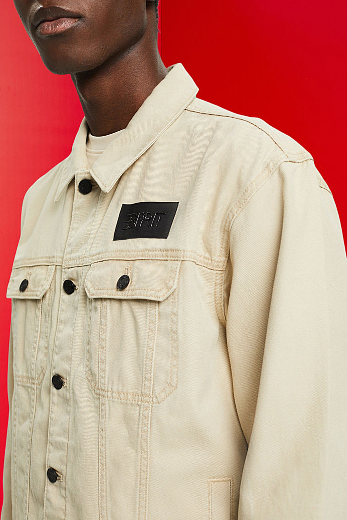 Oversized denim trucker jacket, SAND, detail-asia image number 3