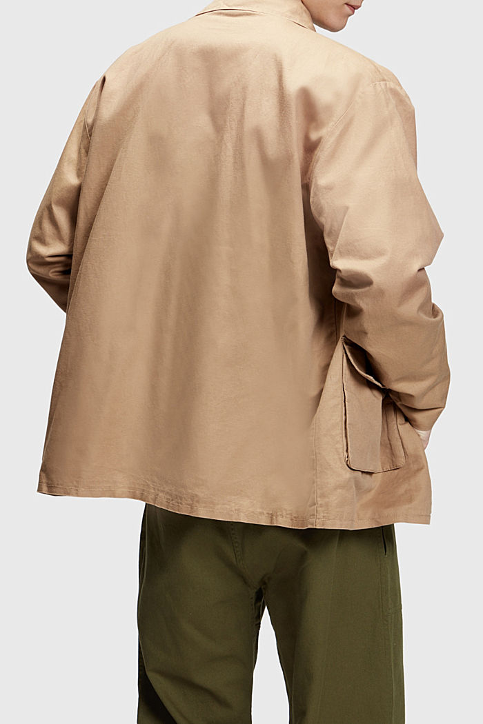 亞麻混紡拉鏈恤衫式外套, 米色, detail-asia image number 1