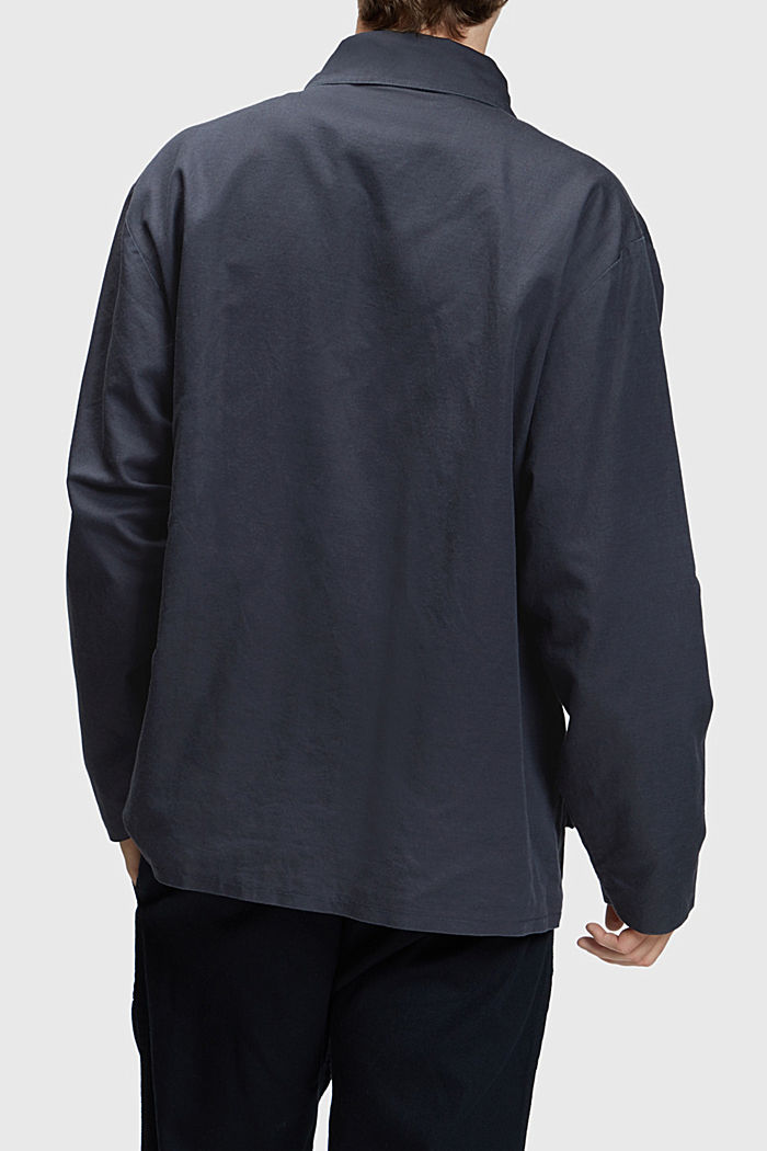 亞麻混紡拉鏈恤衫式外套, 深藍色, detail-asia image number 1