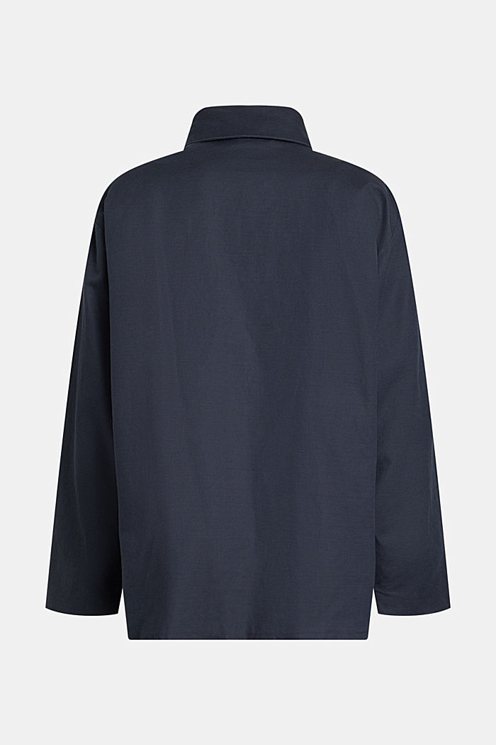亞麻混紡拉鏈恤衫式外套, 深藍色, detail-asia image number 5
