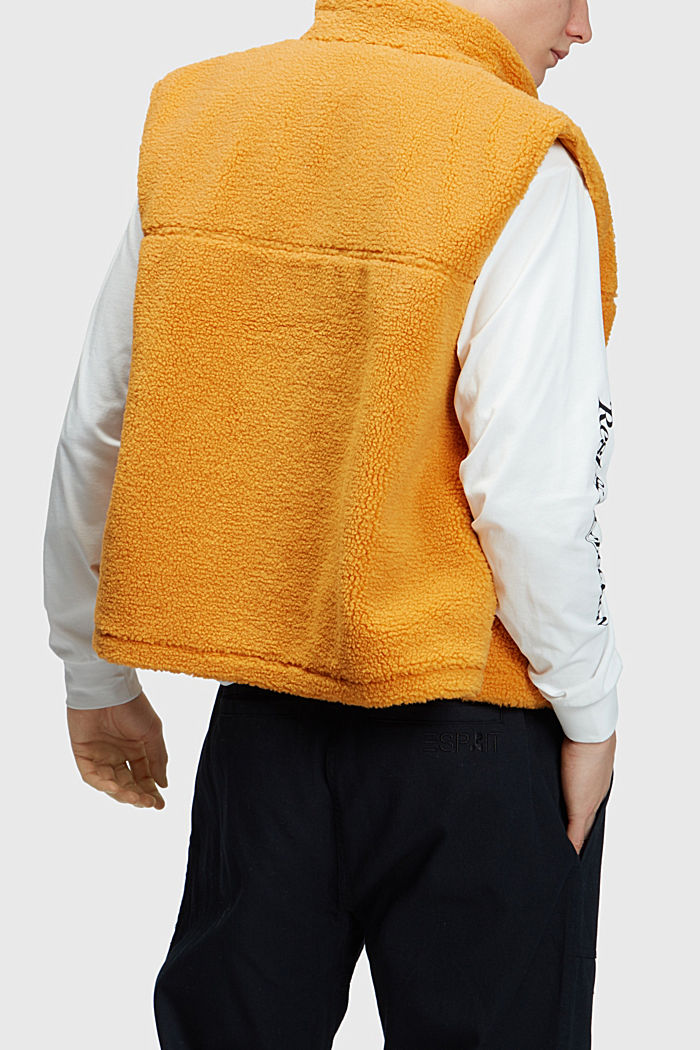 Teddy borg gilet with embroidered logo, YELLOW, detail-asia image number 1