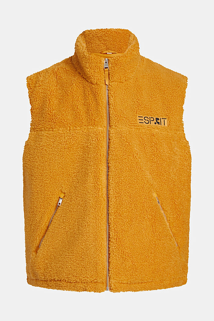 Teddy borg gilet with embroidered logo, YELLOW, detail-asia image number 4