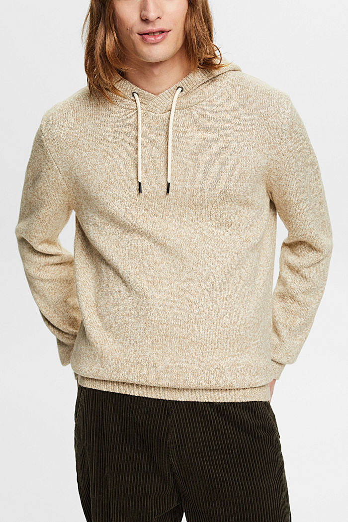 Knitted hoody, KHAKI BEIGE, detail-asia image number 0
