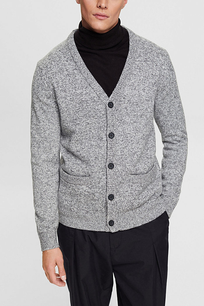 Knitted cardigan with buttons, MEDIUM GREY, detail-asia image number 0