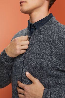 Knitted zip up cardigan, NAVY 5, detail-asia image number 2