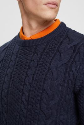 케이블 니트 점퍼, NAVY, detail-asia image number 4
