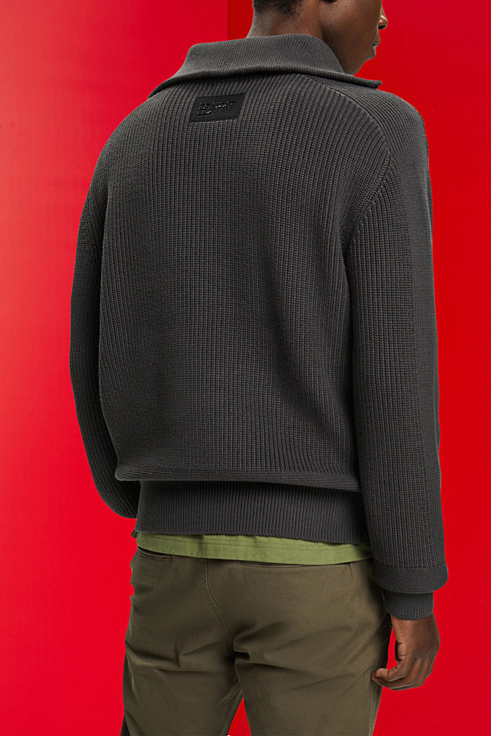 Half-zip roll neck sweater, DARK GREY, detail-asia image number 1