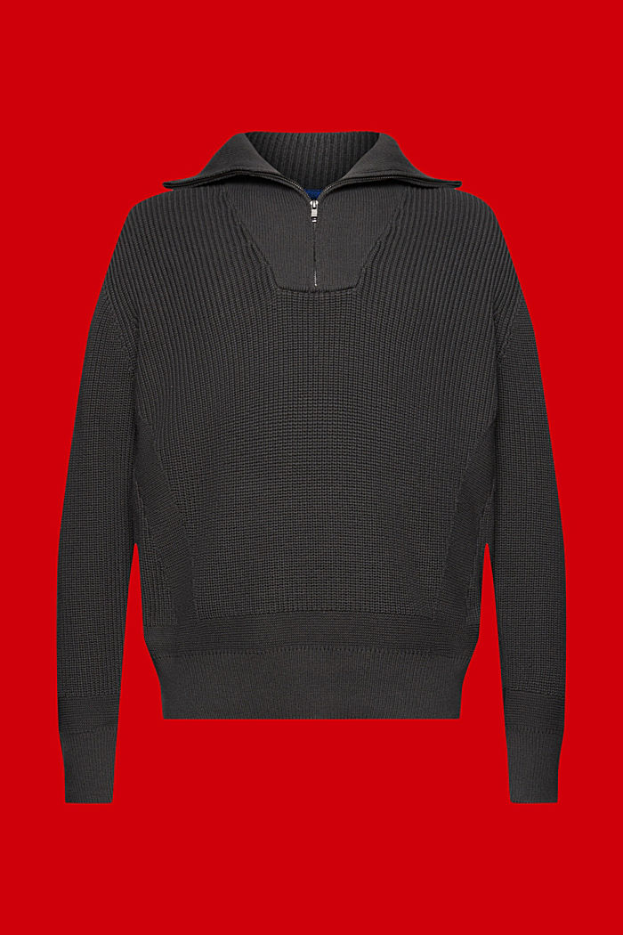 Half-zip roll neck sweater, DARK GREY, detail-asia image number 7