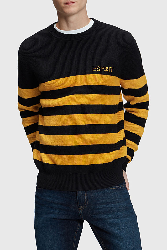 Striped crewneck jumper, BLACK, detail-asia image number 0