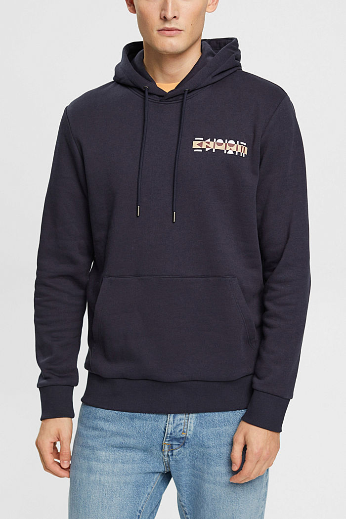 Hoodie with small logo print, NAVY, detail-asia image number 0