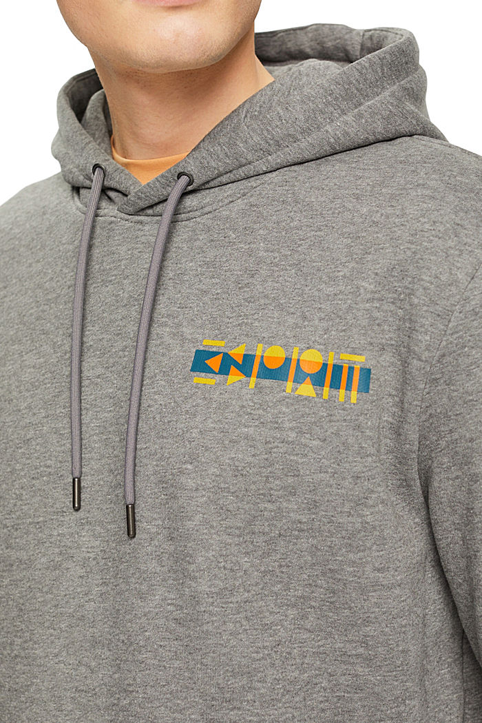 Melange hoodie with small logo print, MEDIUM GREY, detail-asia image number 2