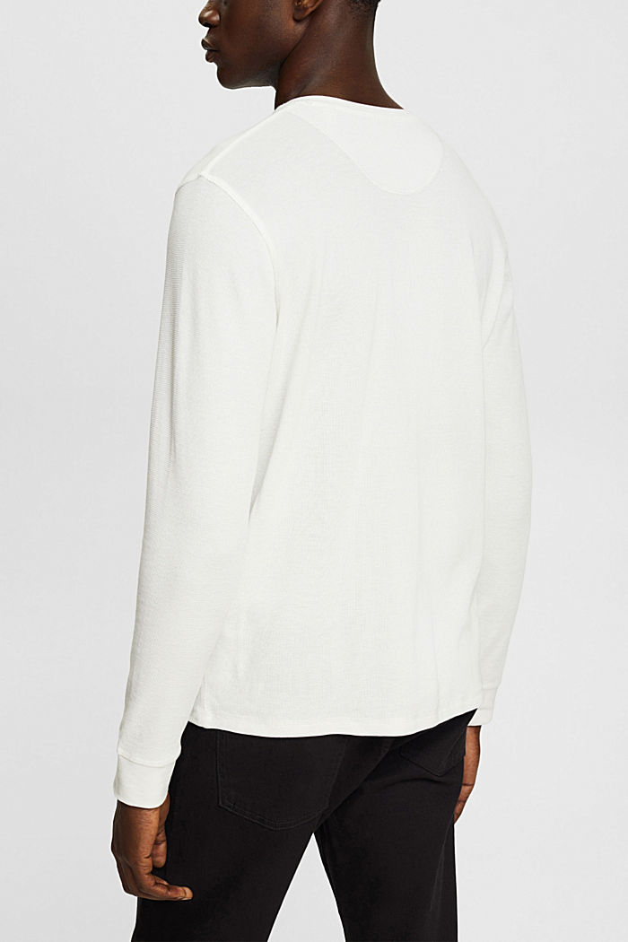 Long sleeve waffle piqué top, OFF WHITE, detail-asia image number 3