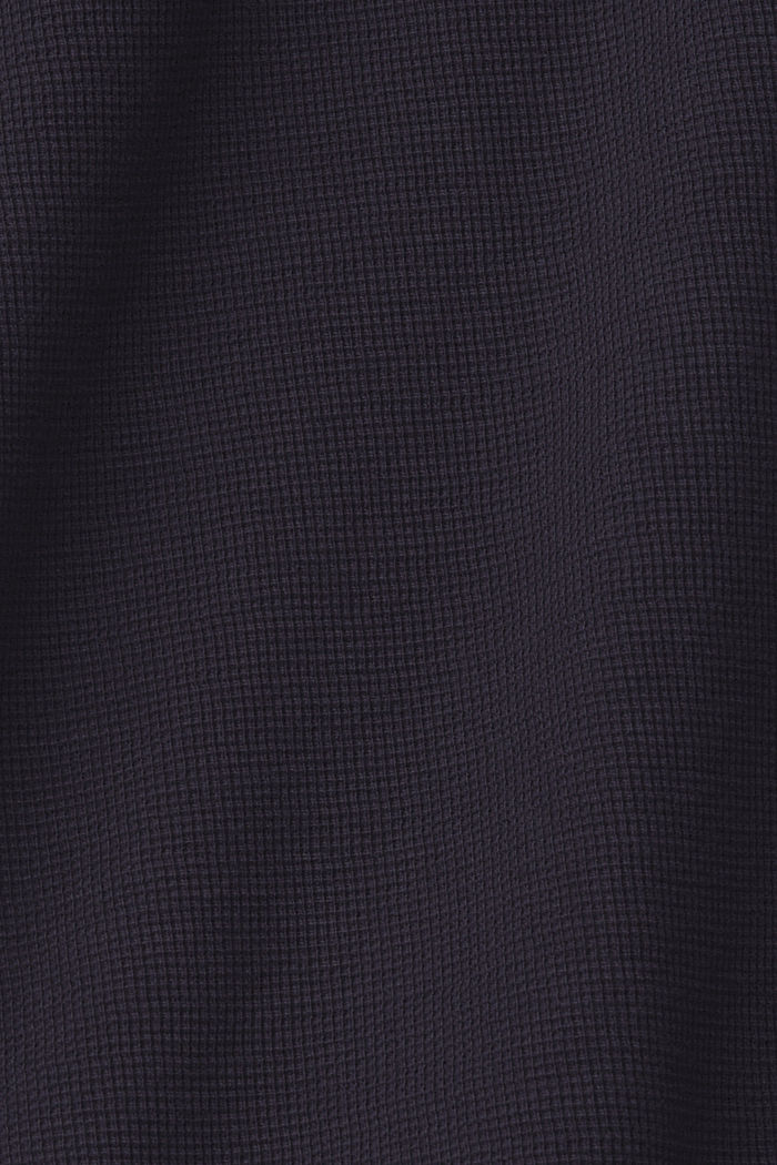 長袖華夫格凸紋布上衣，100% 純棉, NAVY, detail-asia image number 5