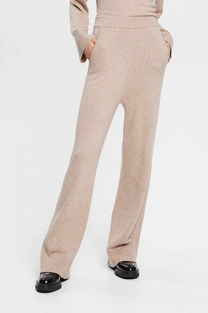 High-rise wool blend knit trousers, LIGHT TAUPE, detail-asia image number 0