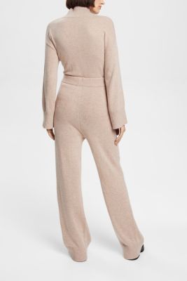 High-rise wool blend knit trousers, LIGHT TAUPE, detail-asia image number 1