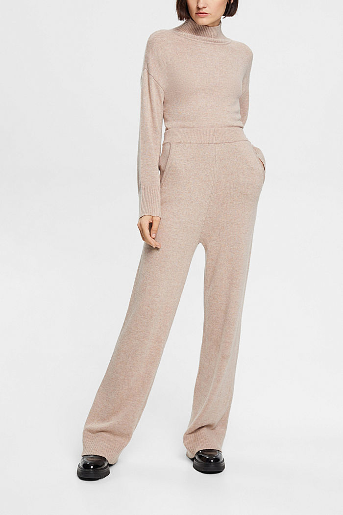 High-rise wool blend knit trousers, LIGHT TAUPE, detail-asia image number 3