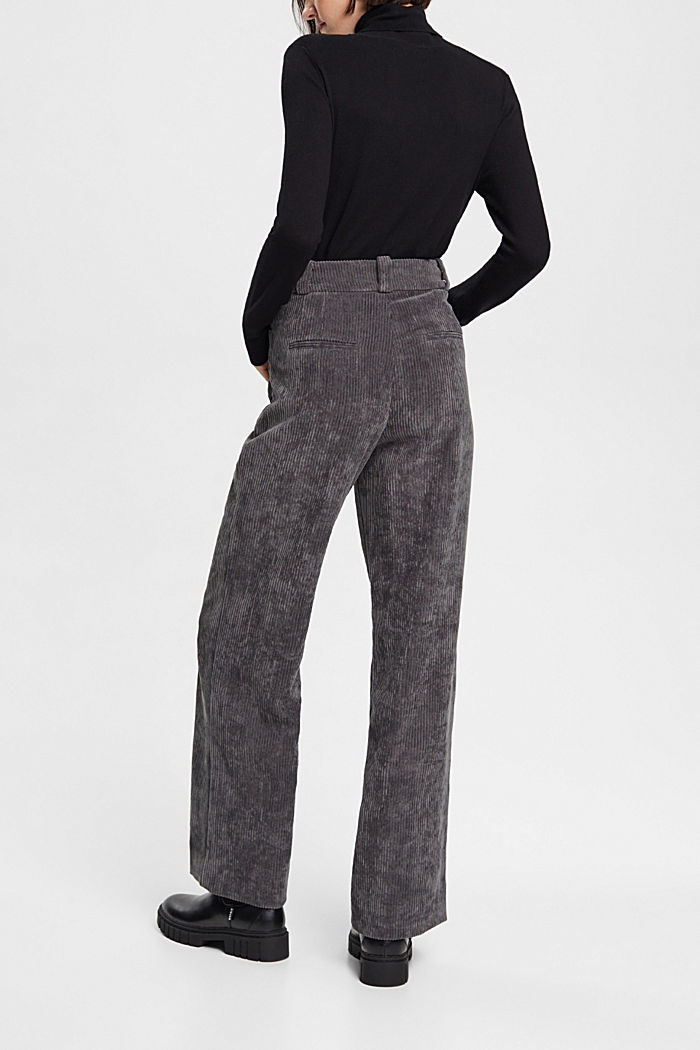 High-rise wide leg corduroy trousers, ANTHRACITE, detail-asia image number 3