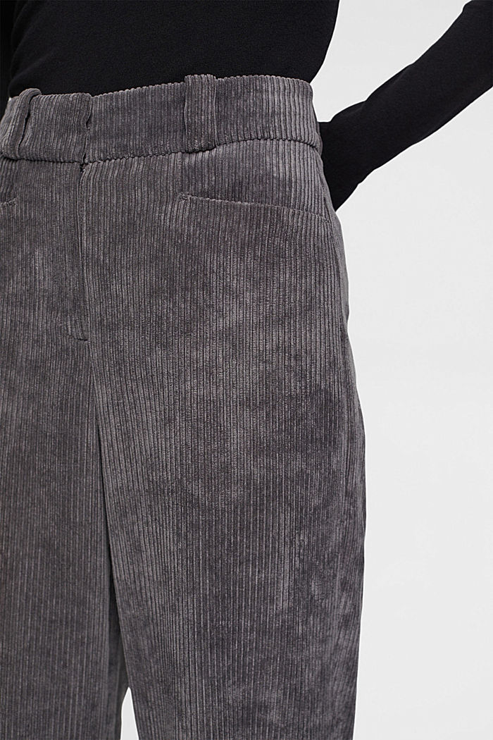 High-rise wide leg corduroy trousers, ANTHRACITE, detail-asia image number 2