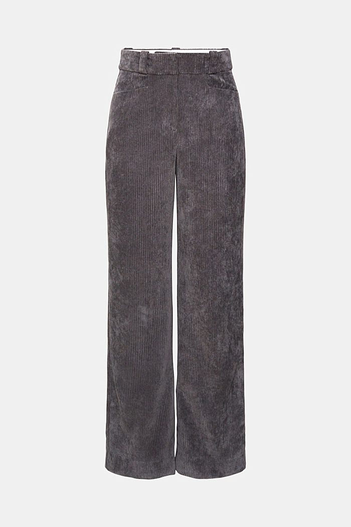 High-rise wide leg corduroy trousers, ANTHRACITE, detail-asia image number 5