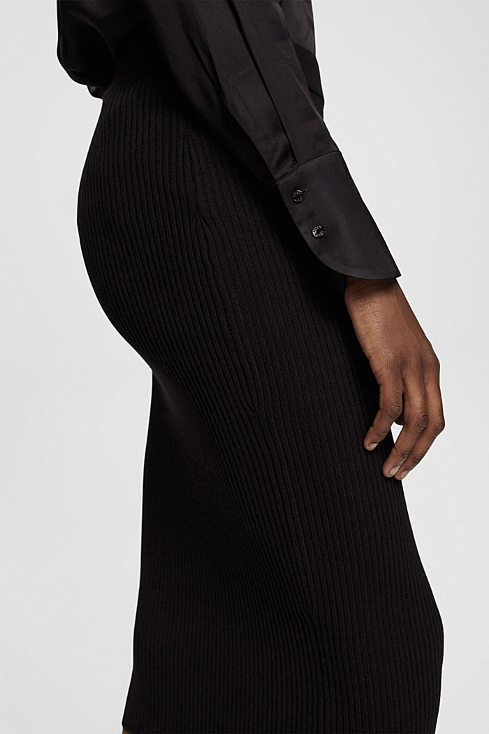 Rib knit pencil skirt, BLACK, detail-asia image number 2