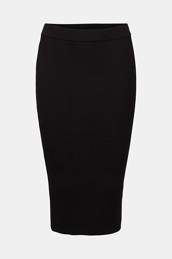 Rib knit pencil skirt, BLACK, detail-asia image number 5