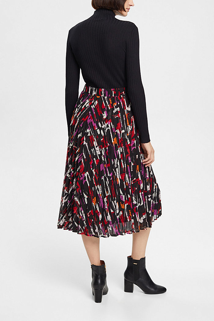Pleated, patterned midi skirt, BLACK, detail-asia image number 3