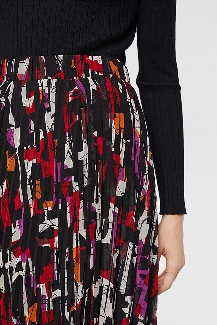 Pleated, patterned midi skirt, BLACK, detail-asia image number 2