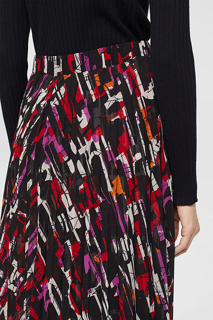 Pleated, patterned midi skirt, BLACK, detail-asia image number 4