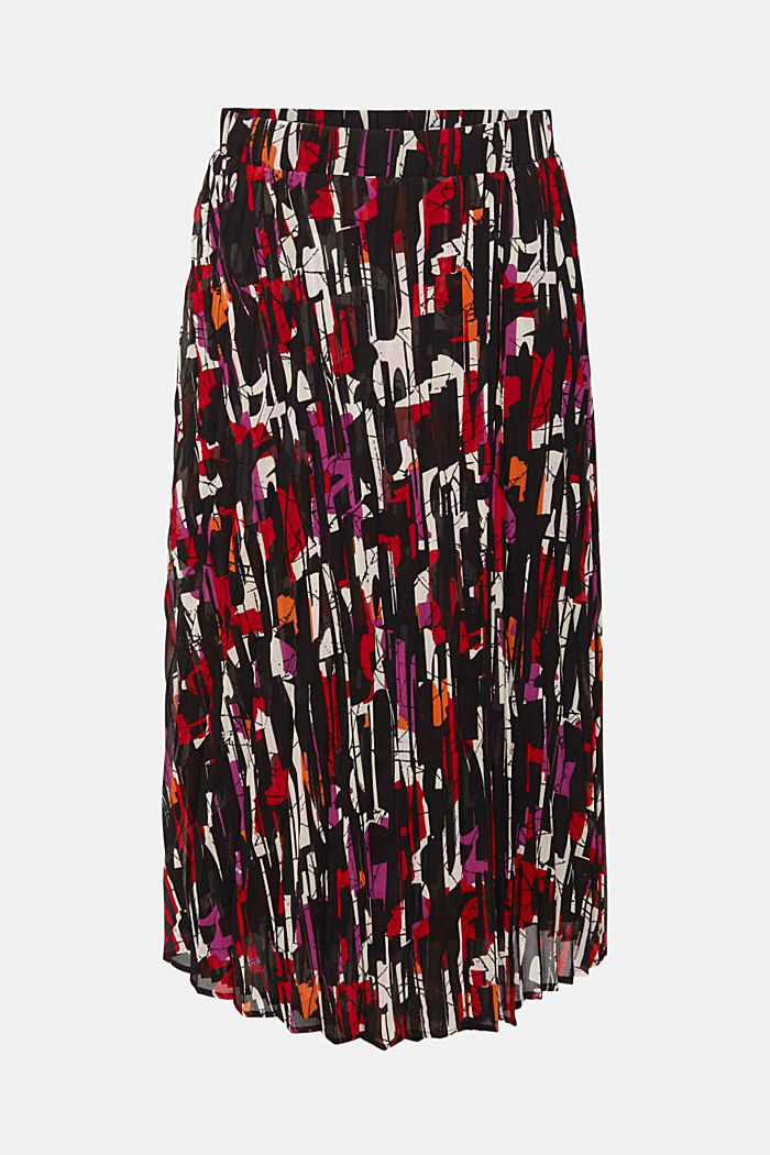 Pleated, patterned midi skirt, BLACK, detail-asia image number 6