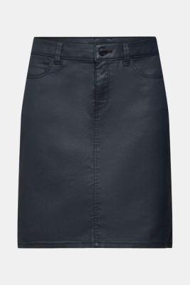 Leather effect knee-length skirt